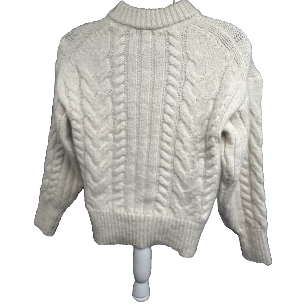 New Day Cable Knit Fisherman Pullover Cream Sweater Mens XS Womens Medium New - Picture 2 of 9